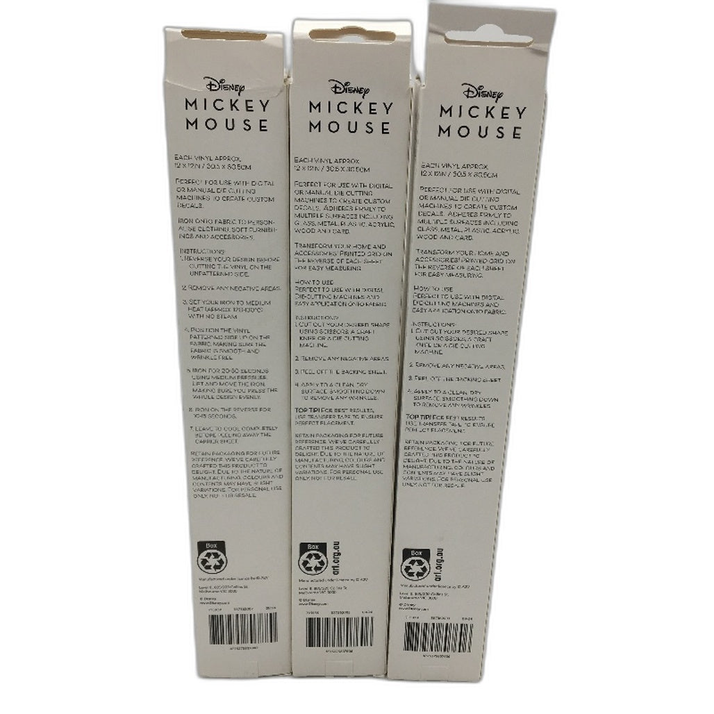 Disney Mickey Mouse 3 x 2 Pack Iron On Vinyl Sheets 12 x 12 Inch For Craft DIY