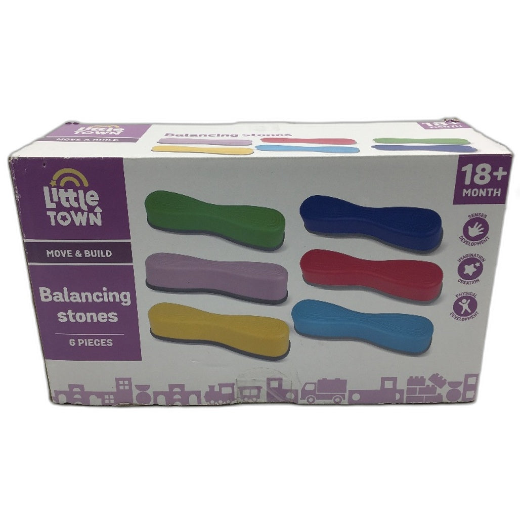 Little Town 6 Pack Colourful Move& Build Balancing Stones Anti Slip Age 18M NEW