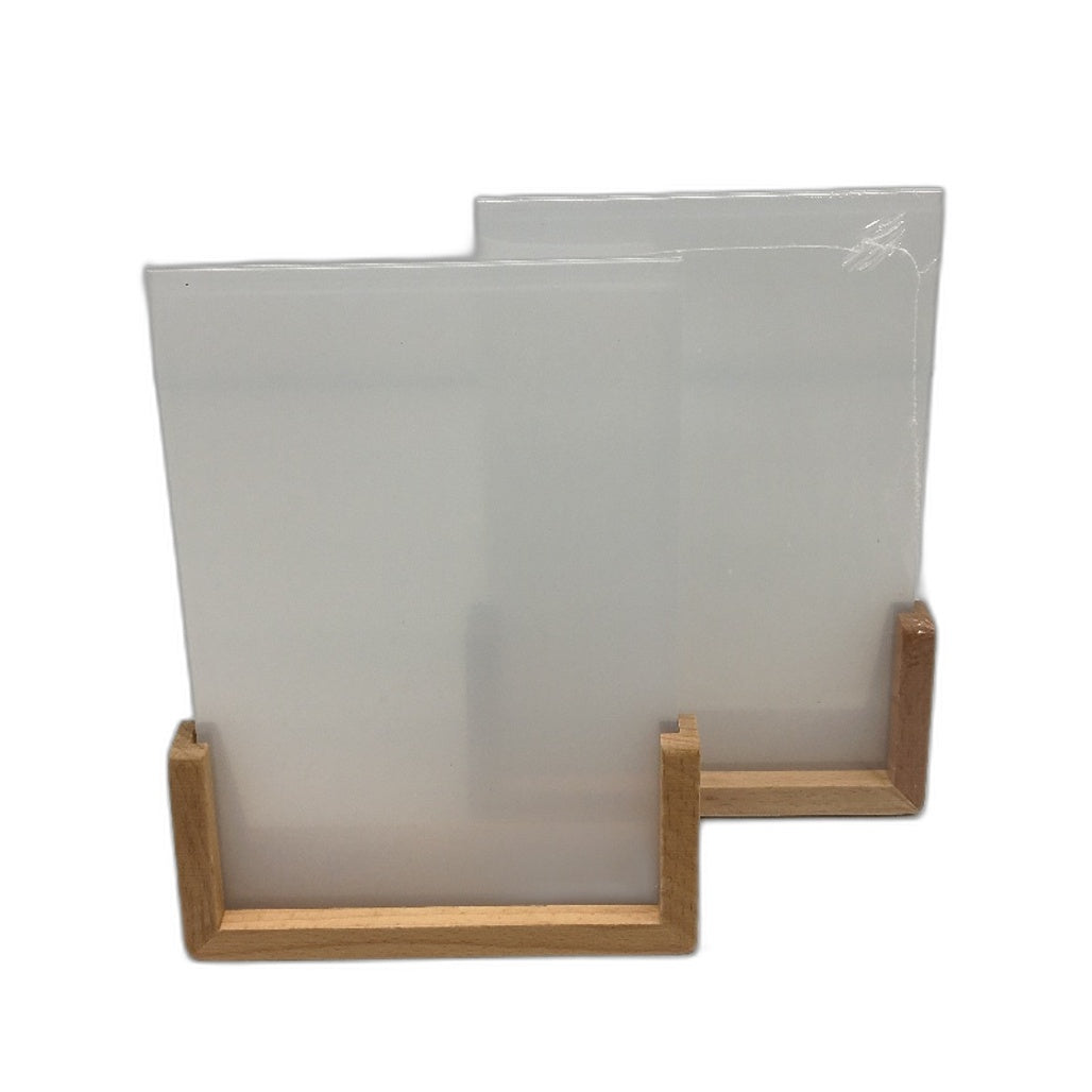 Acrylic Photo Picture Frame Stand With Wooden Base 2 Pack Desktop Display Menu