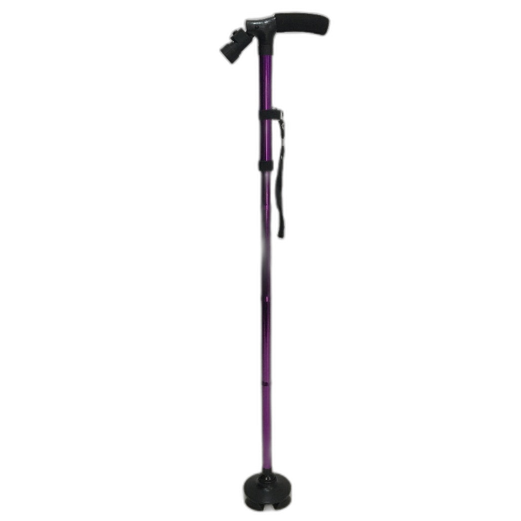 Folding Cane Walking Stick Built In LED Light Extra Wide Pivoting Head Portable
