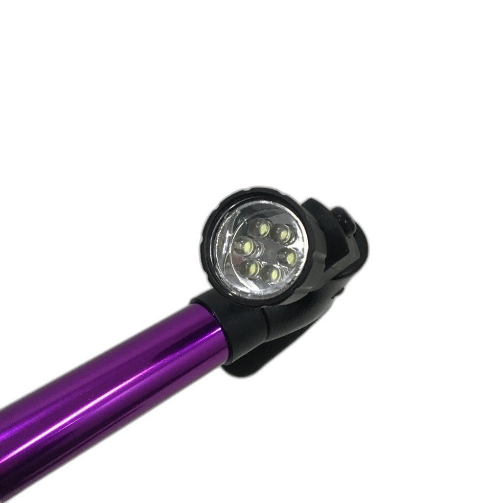 Folding Cane Walking Stick Built In LED Light Extra Wide Pivoting Head Portable