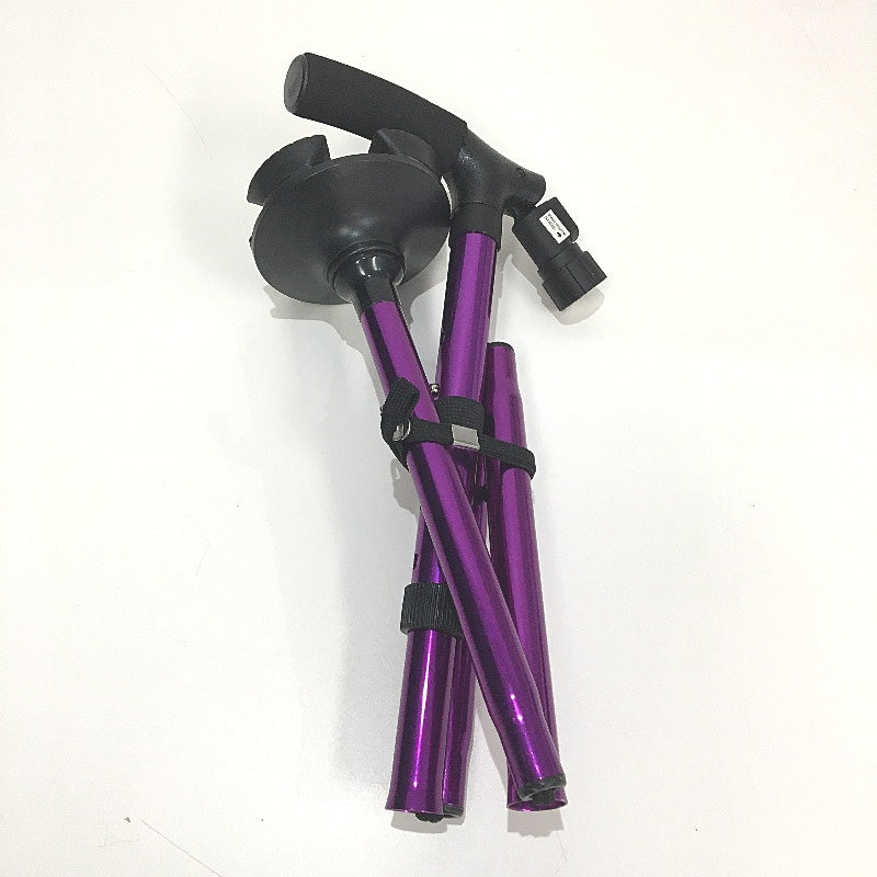 Folding Cane Walking Stick Built In LED Light Extra Wide Pivoting Head Portable