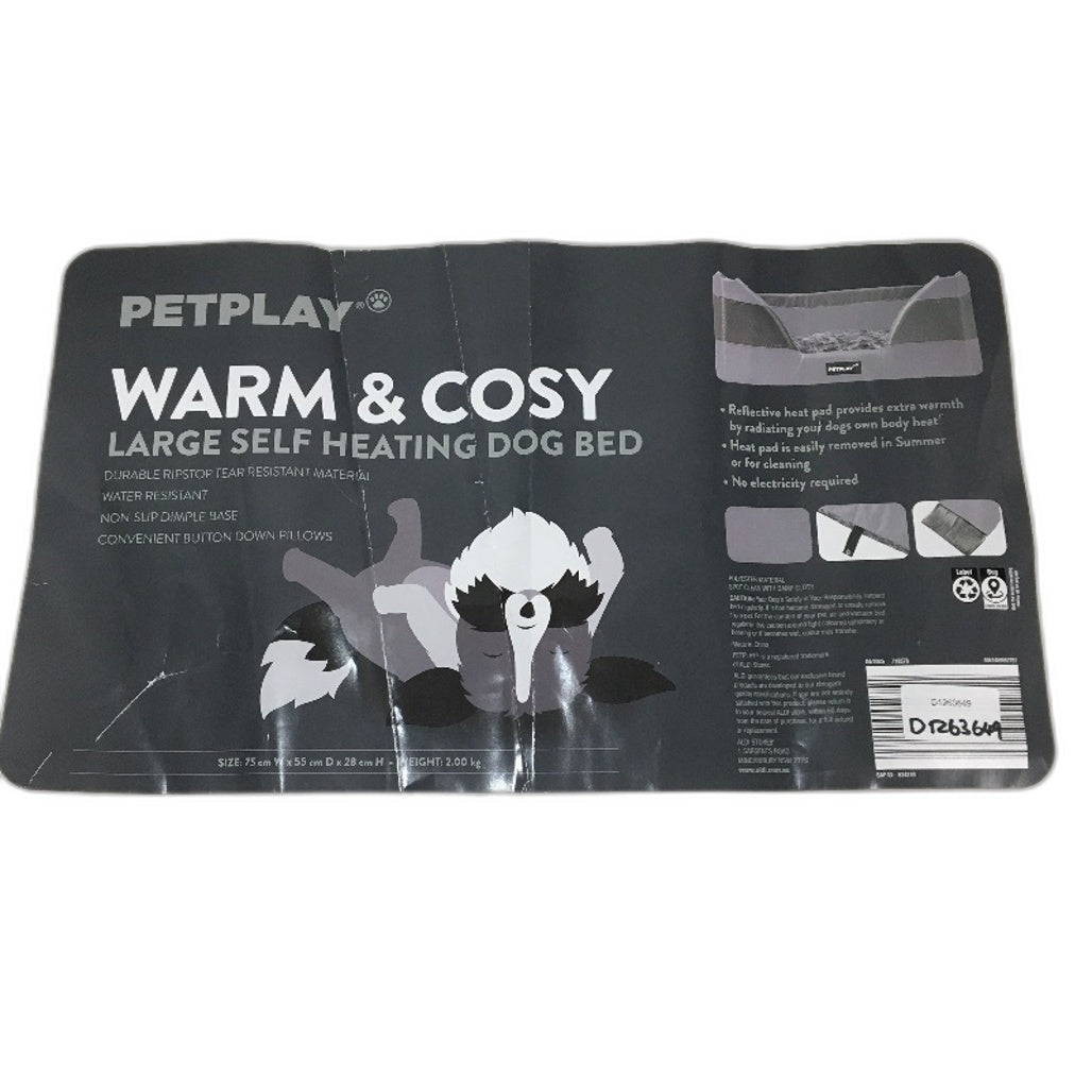 Petplay Warm & Cozy Large Self Heating Dog Bed Non Electric Water Resistant NEW