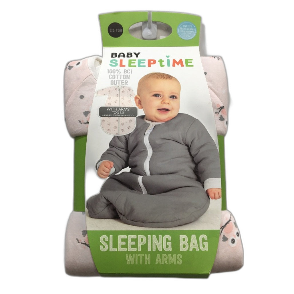 Baby Sleeptime With Arms Pink Owls Sleepingbag Size 2-3 18-36 Months NEW