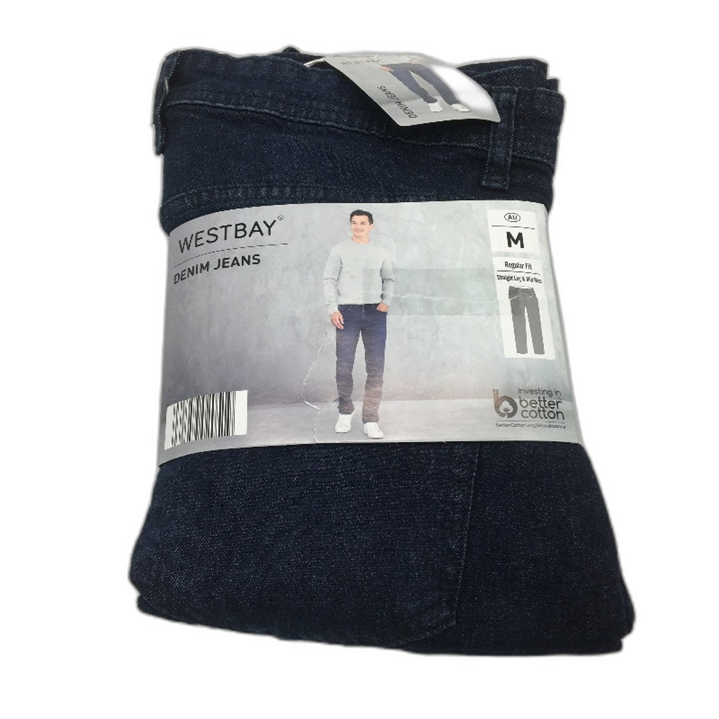 Westbay Regular Fit Straight Leg Mid Rise Mid Blue Denim Jeans Mens Size M NEW