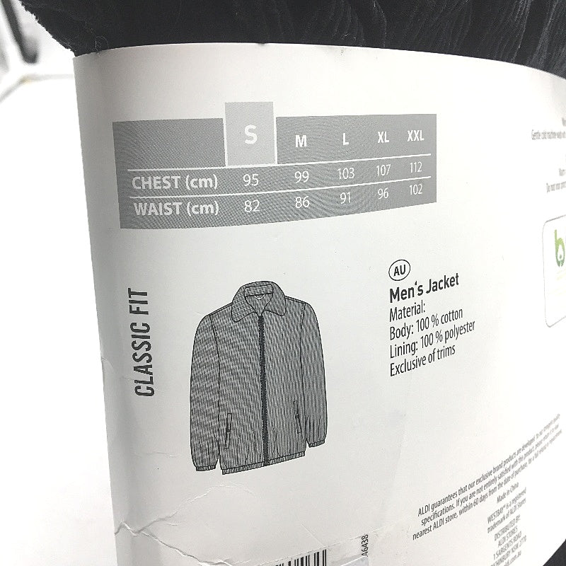 Westbay Black Corduroy Classic Fit 100% Cotton Zip Up Jacket Mens Size S NEW