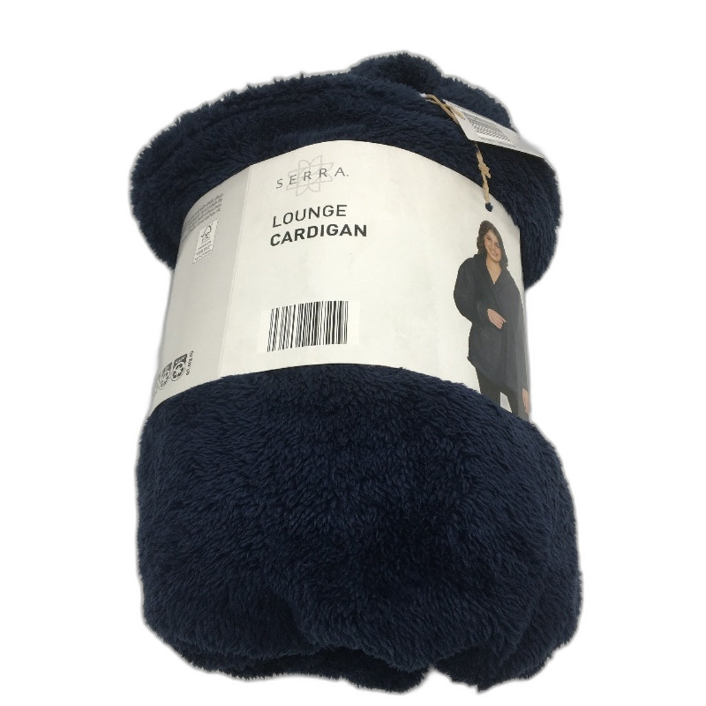 Serra Navy Super Soft Long Sleeve Fleece Hooded Lounge Cardigan Size L NEW