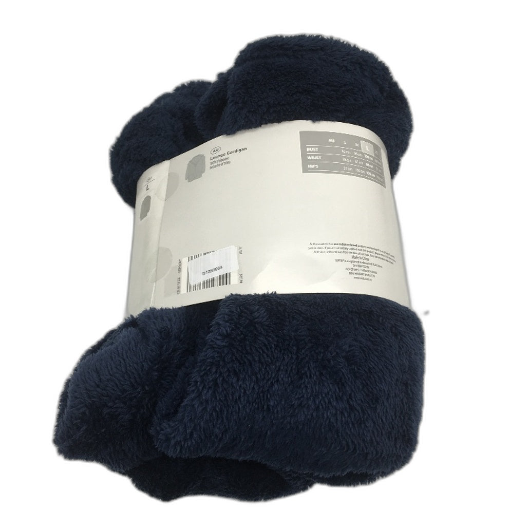 Serra Navy Super Soft Long Sleeve Fleece Hooded Lounge Cardigan Size L NEW