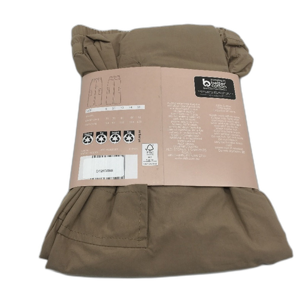 Serra Khaki Drawstring Cargo Pants Relaxed Leg Parachute Fabric Ladies Sz 12 NEW