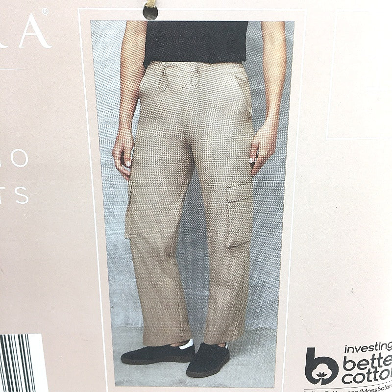 Serra Khaki Drawstring Cargo Pants Relaxed Leg Parachute Fabric Ladies Sz 12 NEW
