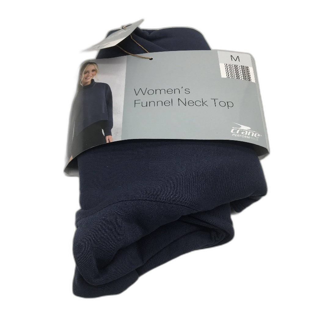 Crane Performance Funnel Neck Classic Soft Navy Sweater Jumper Top Size MNEW