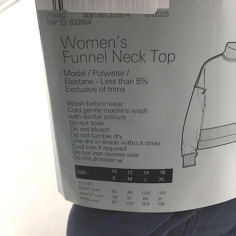 Crane Performance Funnel Neck Classic Soft Navy Sweater Jumper Top Size MNEW