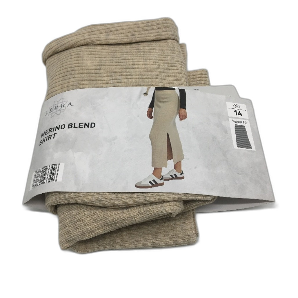 Serra Taupe Merino Wool Blend Regular Fit Long Skirt Side Split Ladies Sz 14 NEW