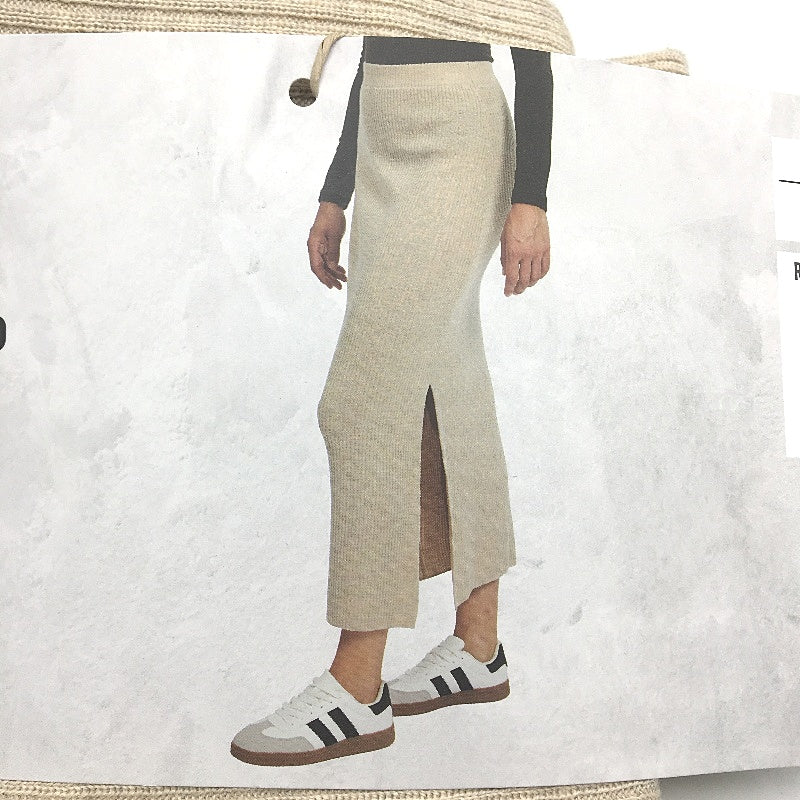 Serra Taupe Merino Wool Blend Regular Fit Long Skirt Side Split Ladies Sz 14 NEW