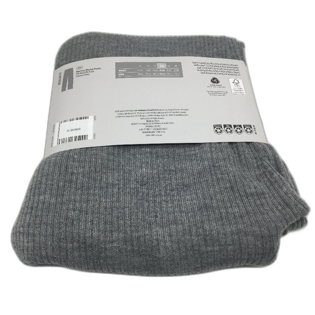 Serra Dark Grey Merino Wool Blend Regular Fit Pants Ladies Size 14 NEW