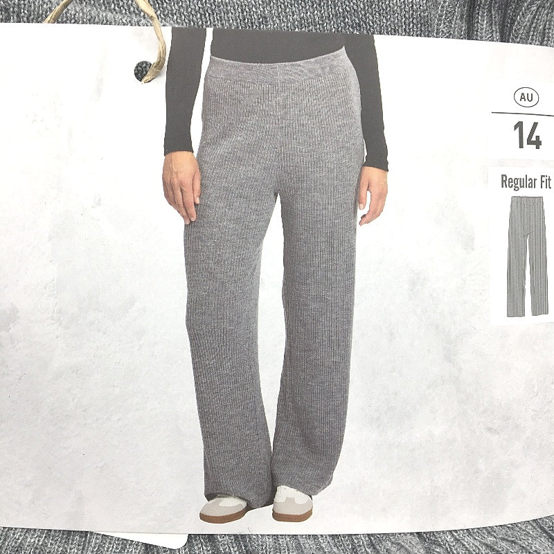 Serra Dark Grey Merino Wool Blend Regular Fit Pants Ladies Size 14 NEW