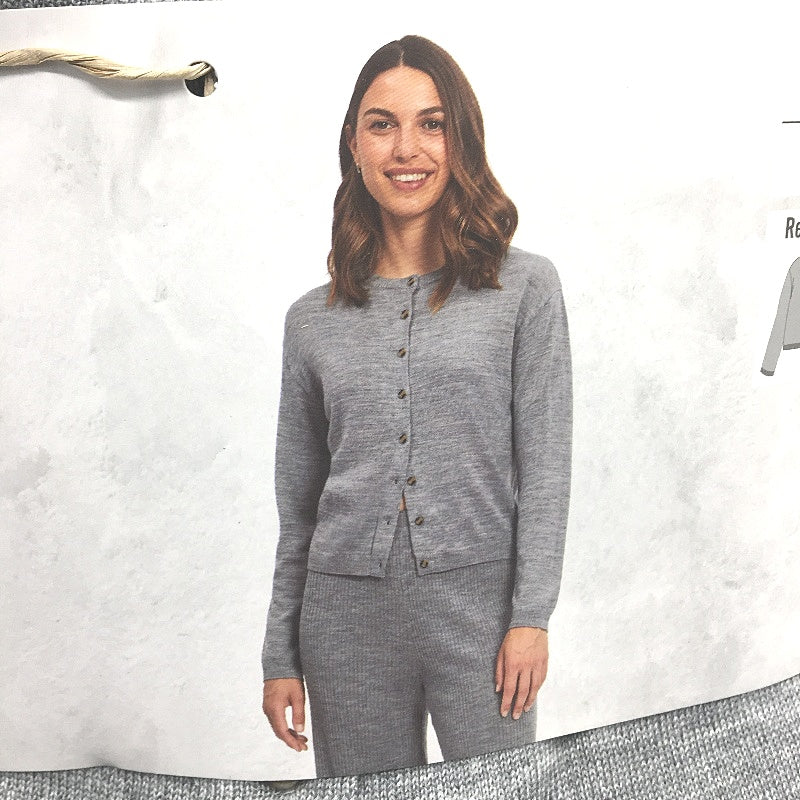 Serra Grey Merino Wool Blend Regular Fit Button Up Cardigan Ladies Size 14 NEW