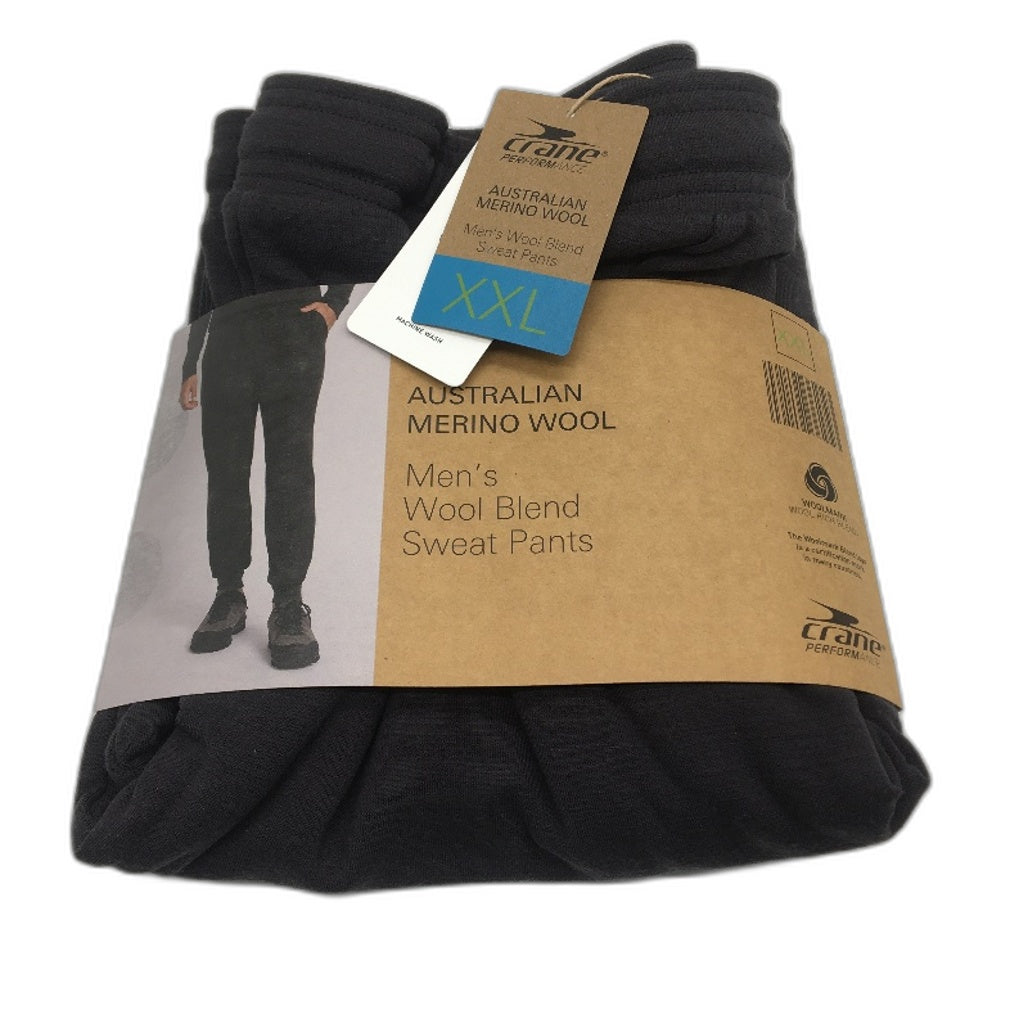 Crane Performance Charcoal Grey Merino Wool Blend Sweat Pants Mens Size XXL NEW
