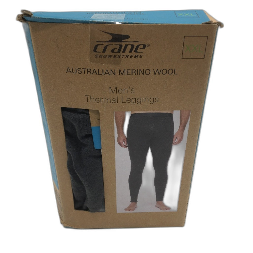 Crane Performance 100% Aust Merino Wool Grey Thermal Leggings Mens Size XXL NEW