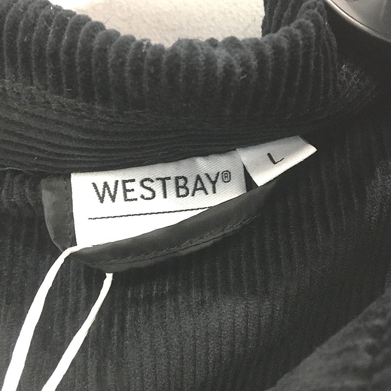 Westbay Black Corduroy Classic Fit 100% Cotton Zip Up Jacket Mens Size L NEW