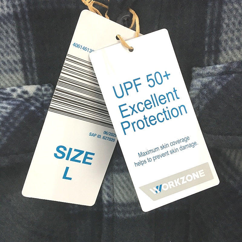 Workzone Navy Blue Plaid Design Sherpa Shacket Jacket Button-Up Mens Size L NEW