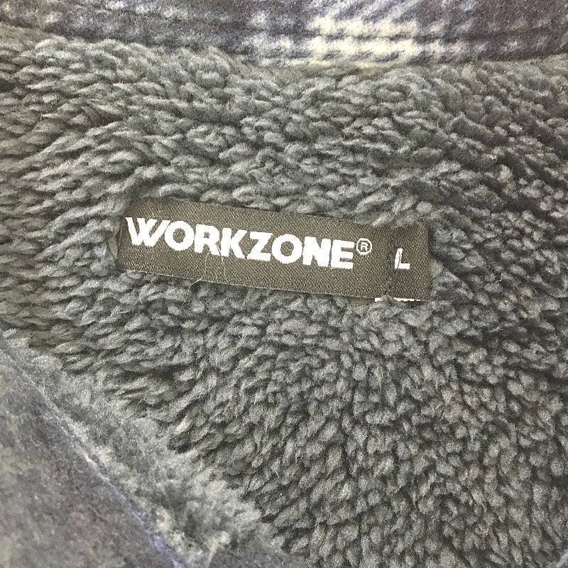 Workzone Navy Blue Plaid Design Sherpa Shacket Jacket Button-Up Mens Size L NEW