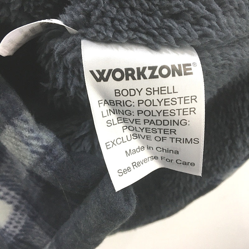 Workzone Navy Blue Plaid Design Sherpa Shacket Jacket Button-Up Mens Size L NEW