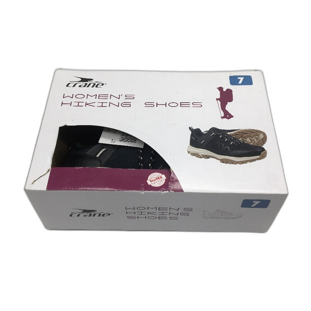 Crane Hiking Low Cut Lace Up Black Leather Upper Sneaker Shoes Ladies Size 7 NEW