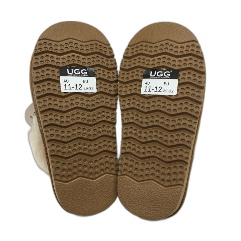 UGG Aust Shepherd Sheep Skin Wool Muffin Chesnut Slipper Kids Size 11-12 NEW