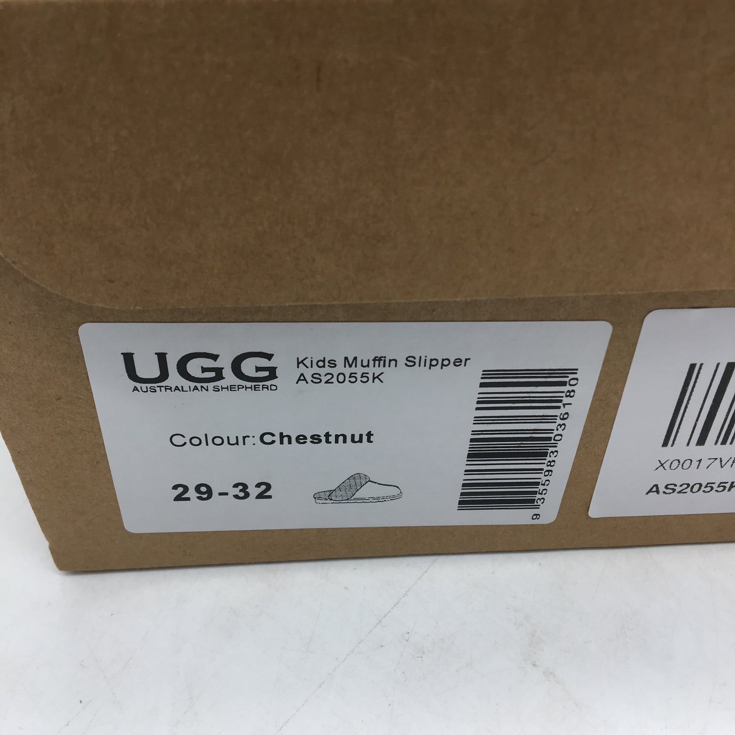 UGG Aust Shepherd Sheep Skin Wool Muffin Chesnut Slipper Kids Size 11-12 NEW