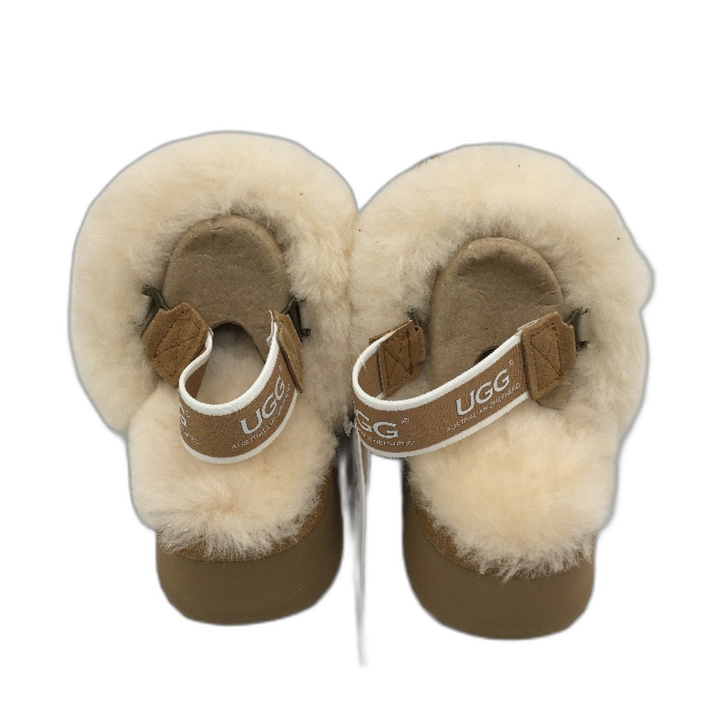 UGG Aust Shepherd Sheepskin Chestnut Waffle Platform Slippers Men 3 Ladies 5 NEW