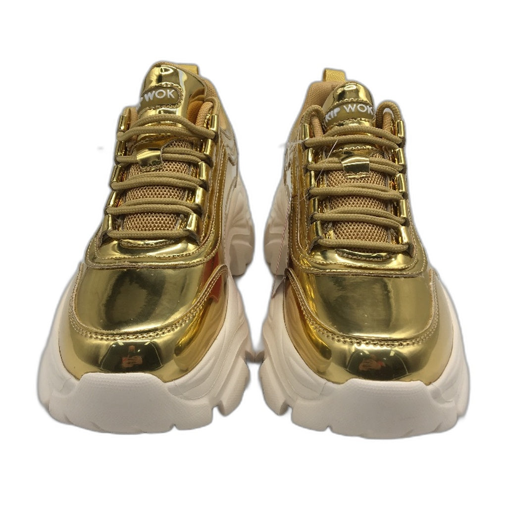 Kip Wok Chunky Gold Platform Faux Leather Sneakers Ladies Size US 9 NEW