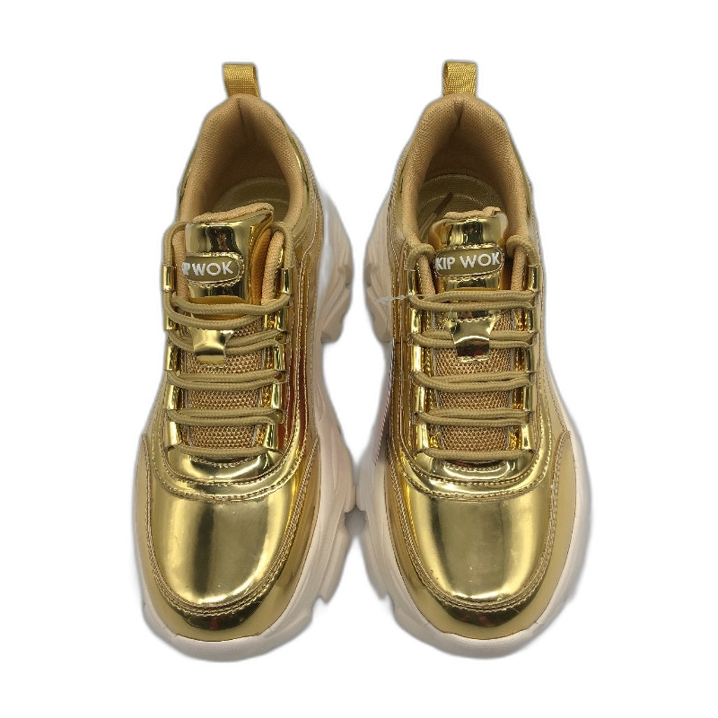 Kip Wok Chunky Gold Platform Faux Leather Sneakers Ladies Size US 9 NEW