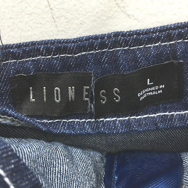 Lioness Hook Eye Indigo Blue Denim Pleated Mini Dress Ladies Size Large NEW