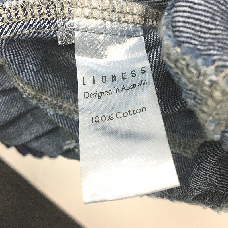 Lioness Hook Eye Indigo Blue Denim Pleated Mini Dress Ladies Size Large NEW