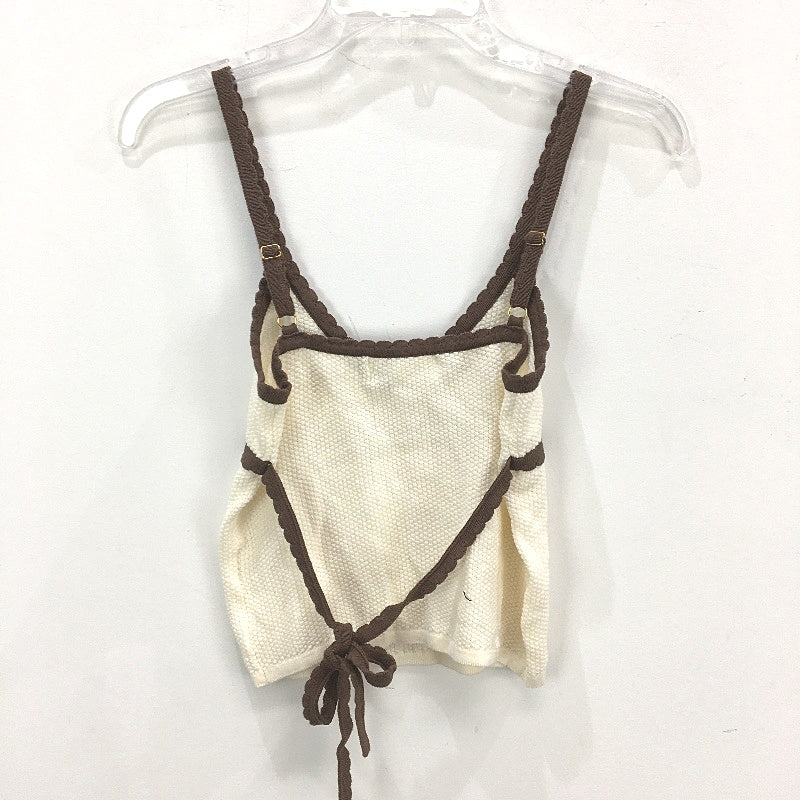 Subtitled Nori Compact Brown & Cream Contrast Knit Top Ladies Size XS NEW