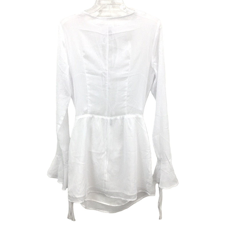 Sndys Riviera Sheer White Ruffle Long Sleeve Mini Dress Ladies Size AU 10 NEW