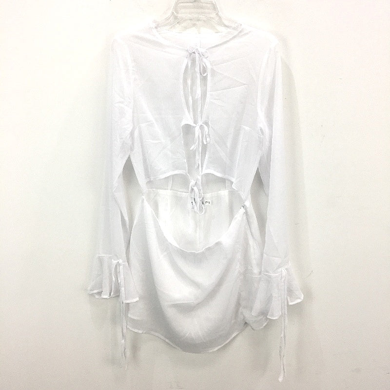 Sndys Riviera Sheer White Ruffle Long Sleeve Mini Dress Ladies Size AU 10 NEW