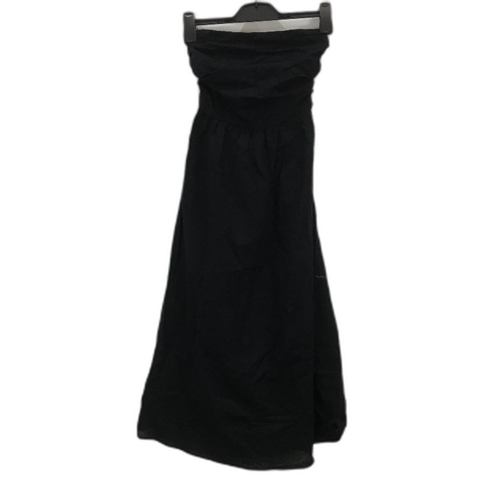 Subtitled Strapless Pitch Black Linen Blend Midi Dress Ladies Size XS NEW