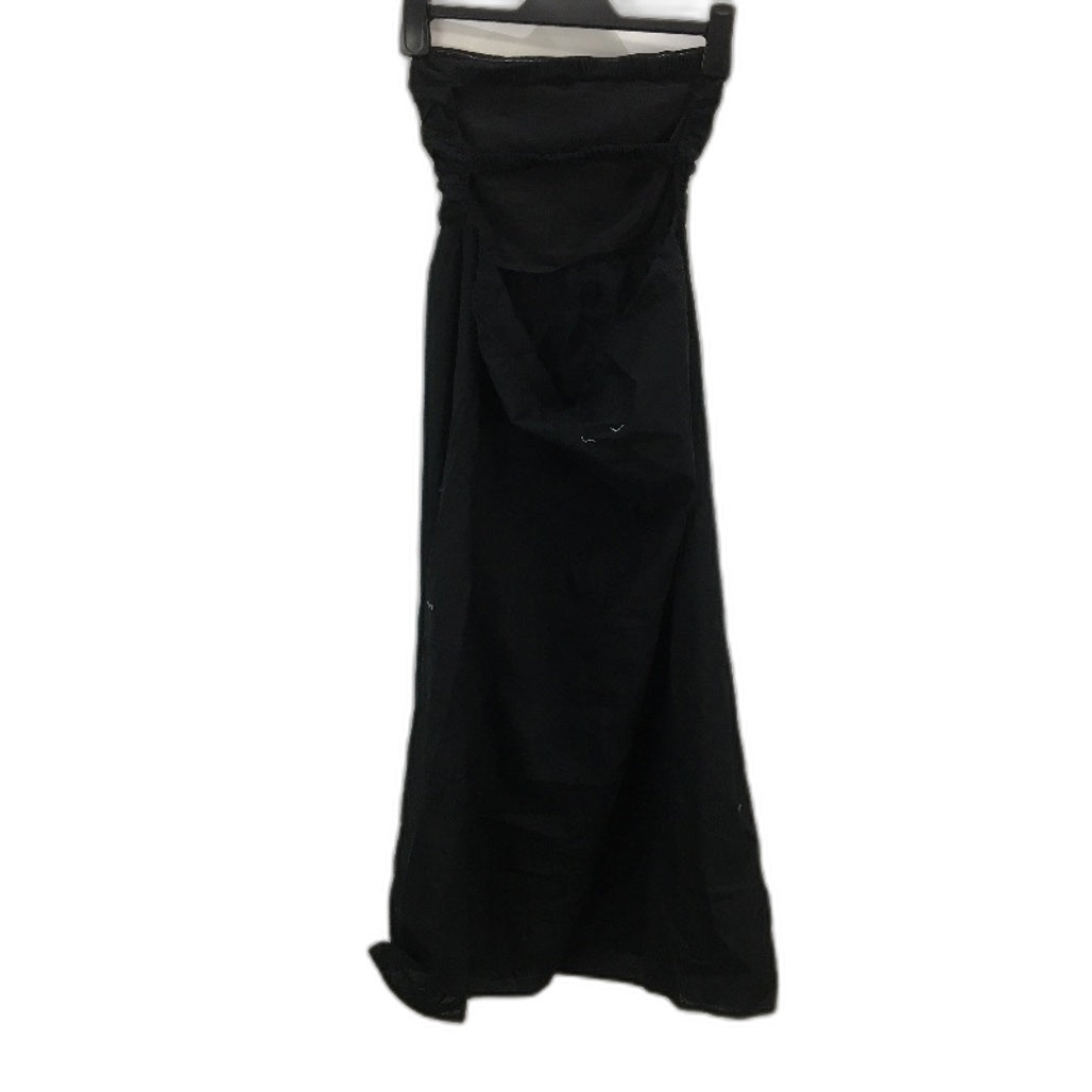 Subtitled Strapless Pitch Black Linen Blend Midi Dress Ladies Size XS NEW