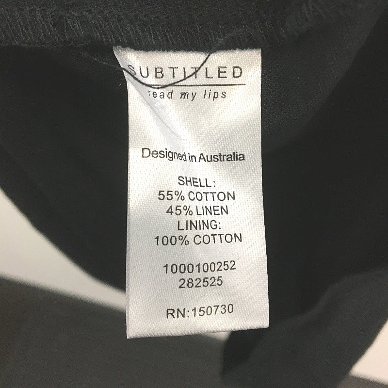 Subtitled Strapless Pitch Black Linen Blend Midi Dress Ladies Size XS NEW