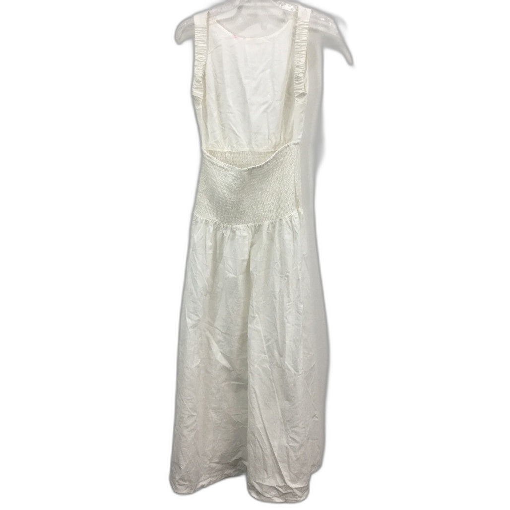 Subtitled Hally Linen White Backless Maxi Dress Ladies Size Medium NEW