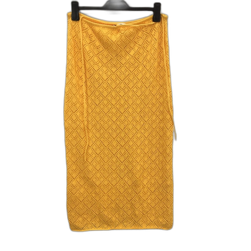Subtitled Crochet Knit Marigold Yellow Maxi Skirt Ladies Size Large NEW