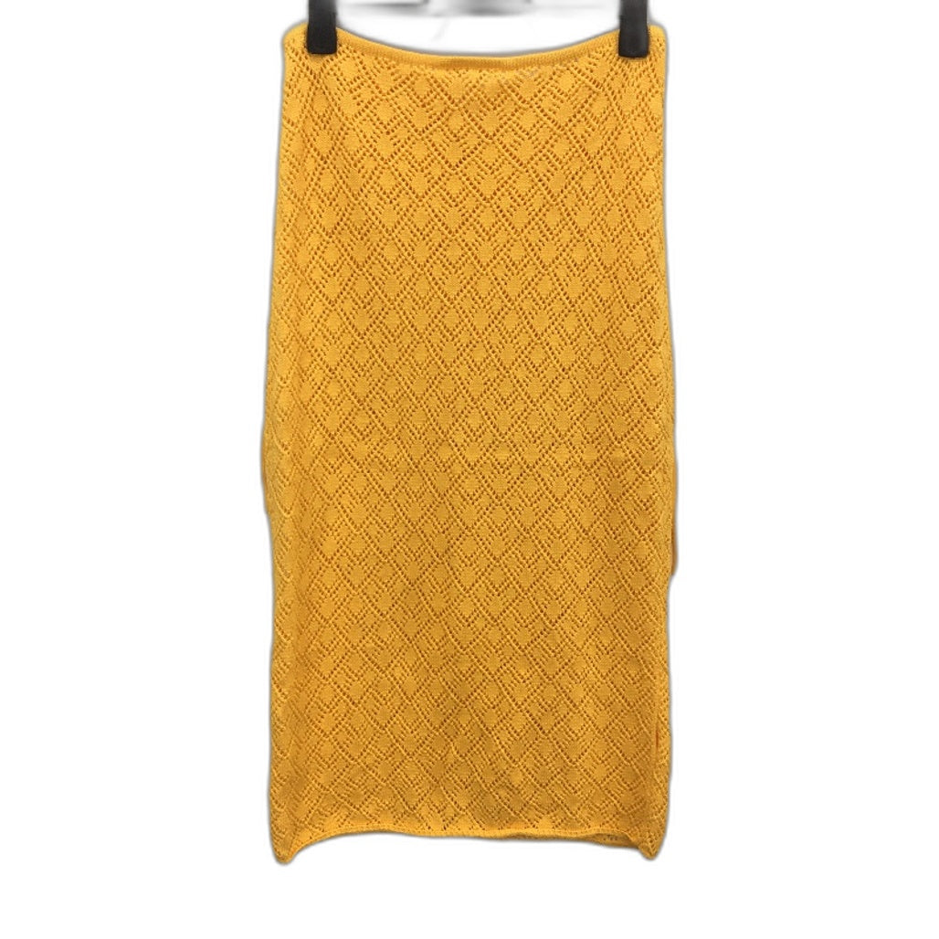 Subtitled Crochet Knit Marigold Yellow Maxi Skirt Ladies Size Large NEW