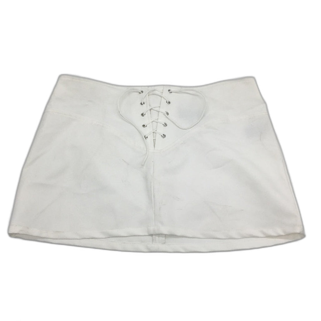 Neon Hart Leia Lace Tie Front White Mini Skirt Ladies Size Large NEW
