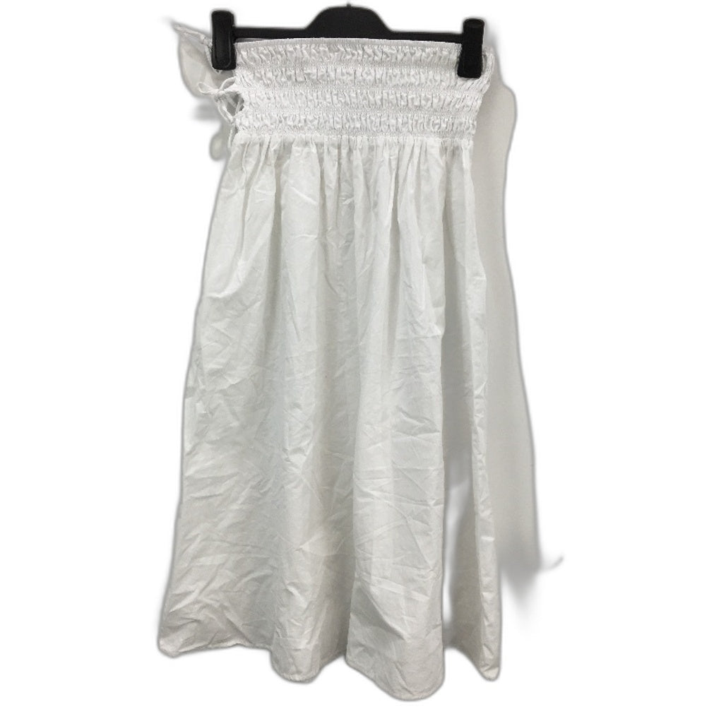 Subtitled Clara Tie Side White Shirred Midi Skirt Ladies Size Medium NEW