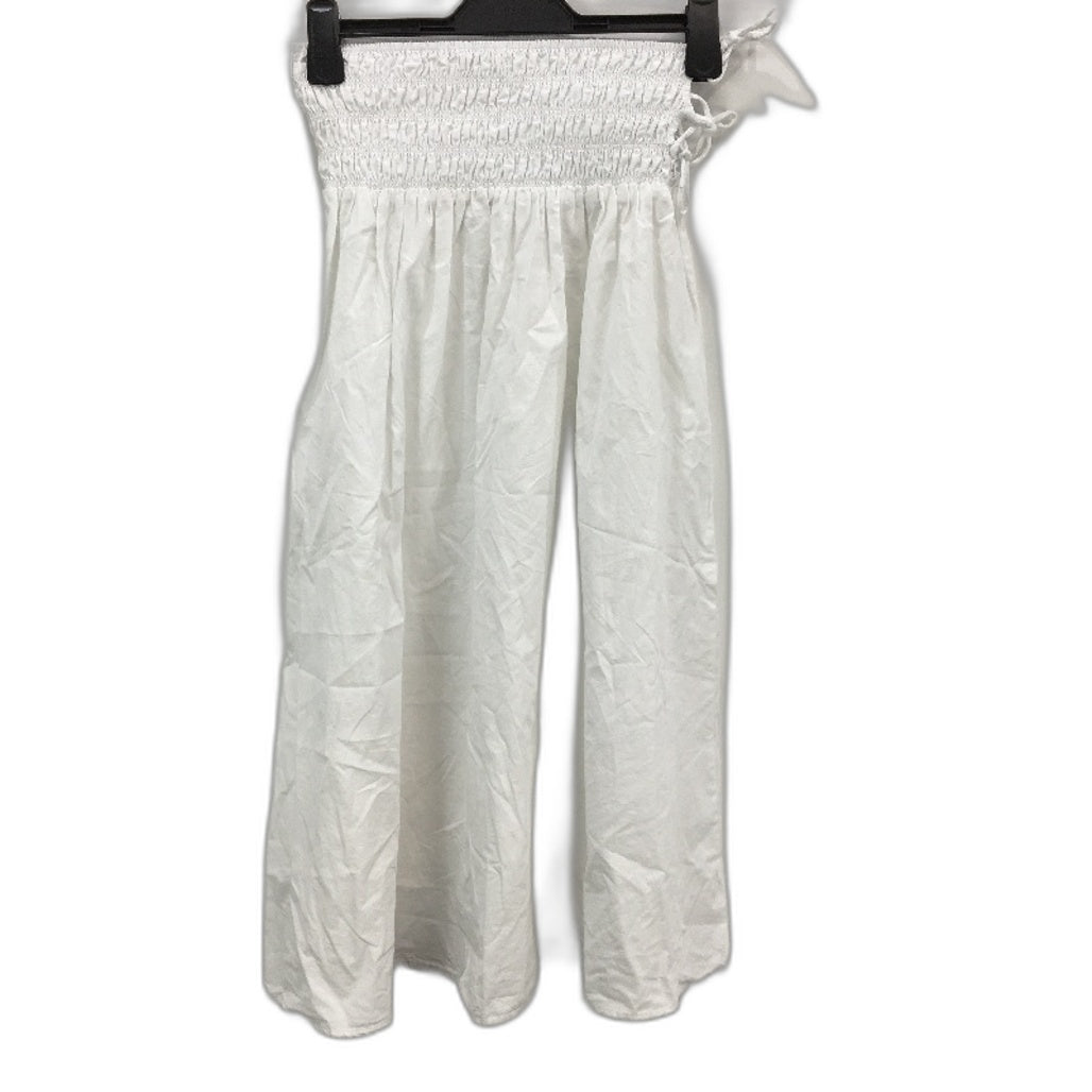 Subtitled Clara Tie Side White Shirred Midi Skirt Ladies Size Medium NEW