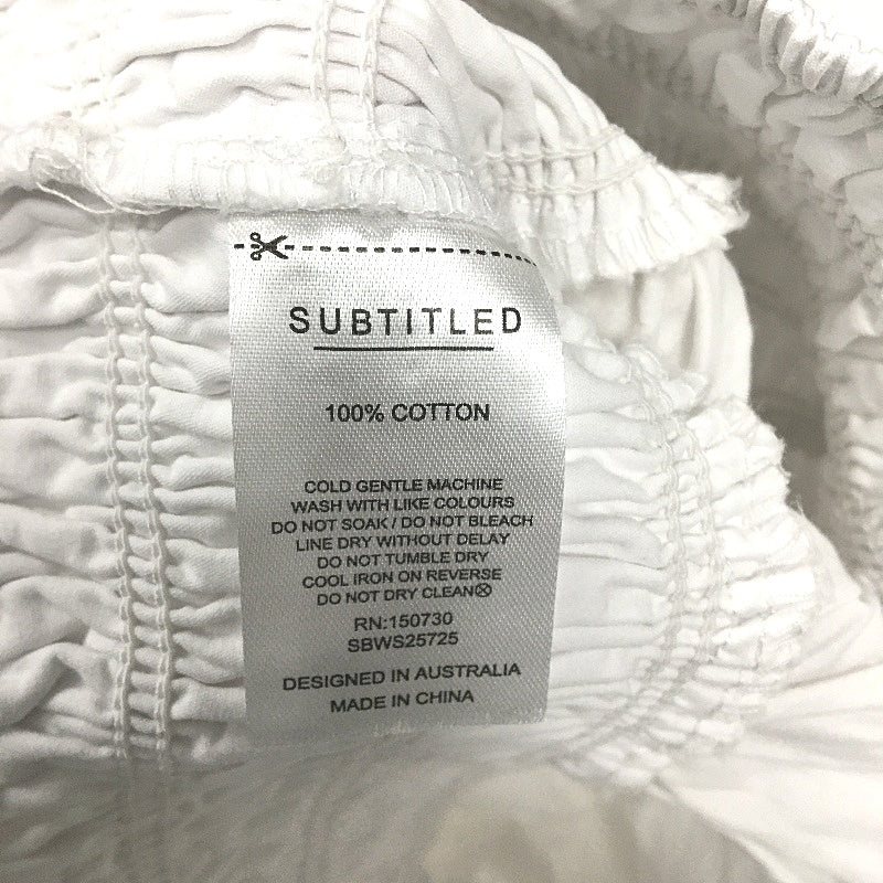 Subtitled Clara Tie Side White Shirred Midi Skirt Ladies Size Medium NEW