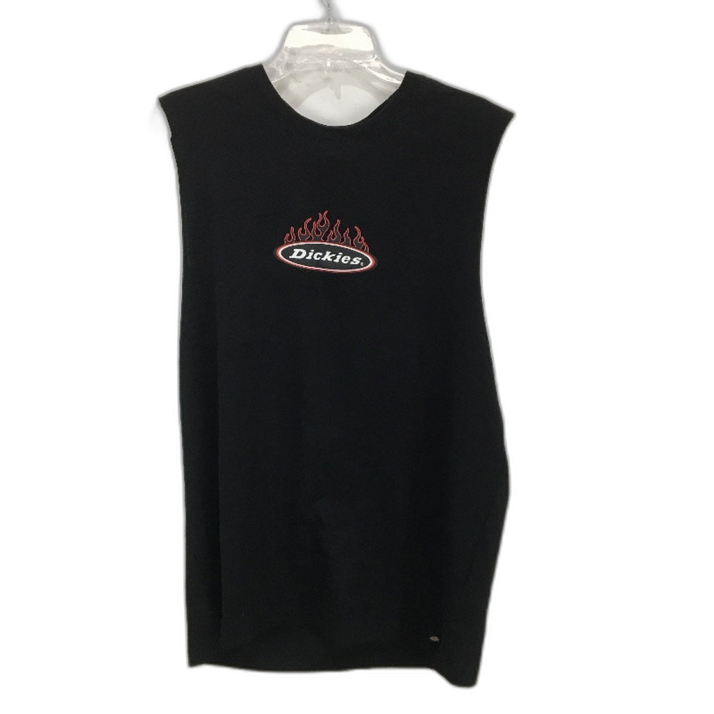 Dickies Fire Boy Logo Print Cut Sleeve Black Muscle Tee Mens Size Medium NEW