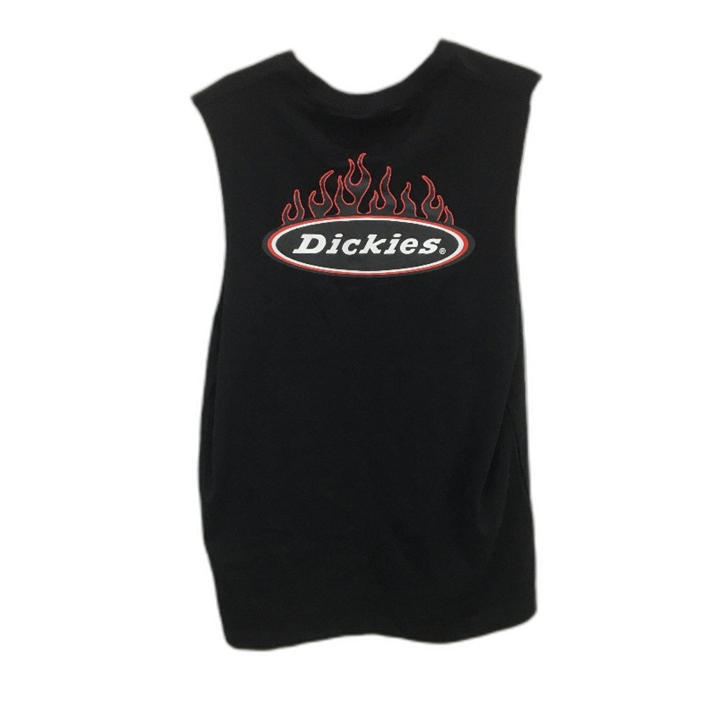 Dickies Fire Boy Logo Print Cut Sleeve Black Muscle Tee Mens Size Medium NEW